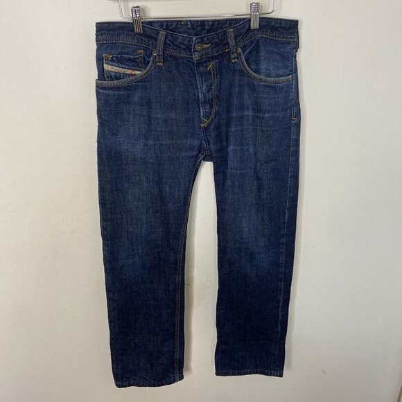 Diesel Waykee Straight 31X27 Hemmed Blue Jeans Denim Grunge - Picture 2 of 7